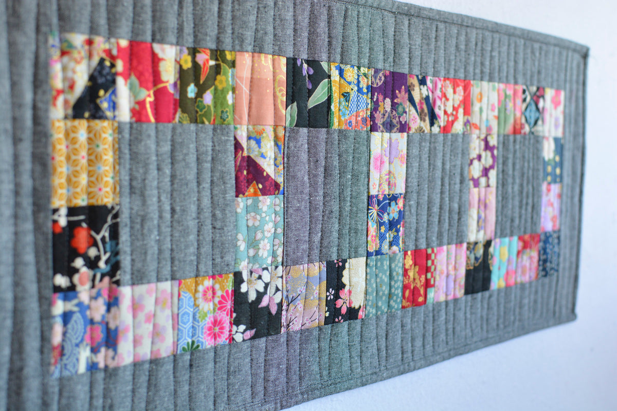 Handmade Quilted Table Runner - Japanese Kimono Patchwork