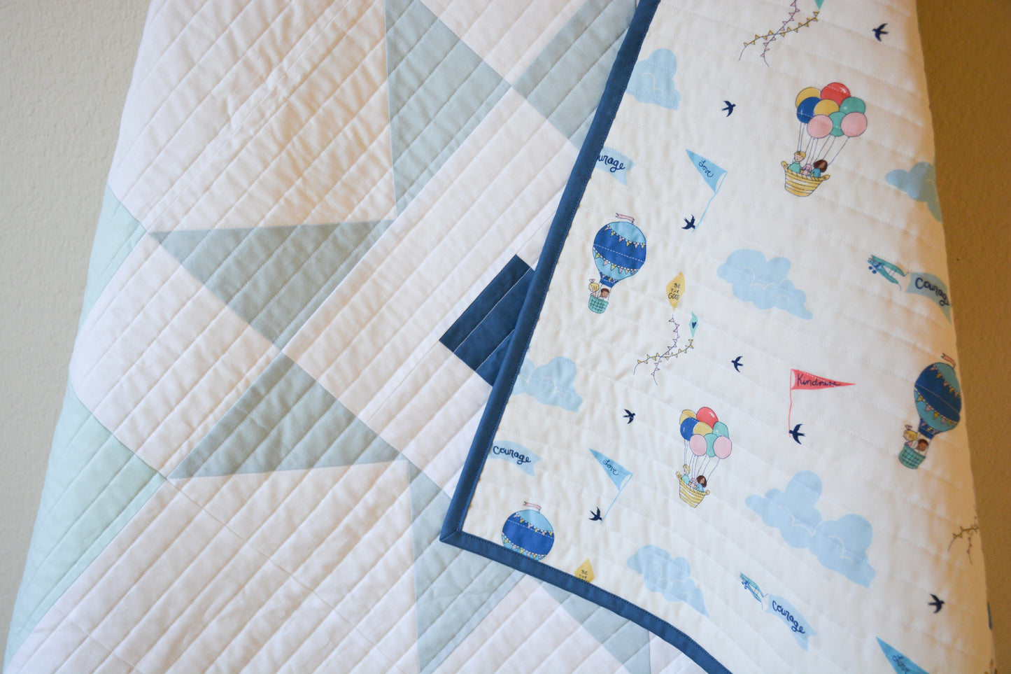 Handmade Super Star Baby Boy Quilt - Blue