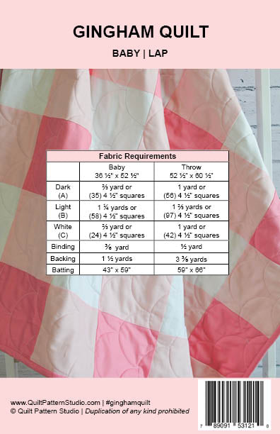 Gingham Check Baby Quilt - Paper Pattern