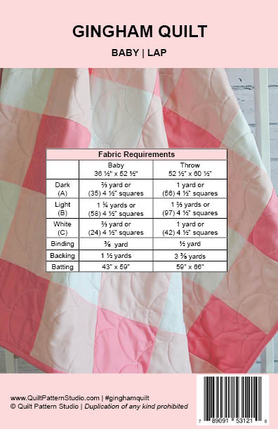 Gingham Check Baby Quilt - PDF Pattern
